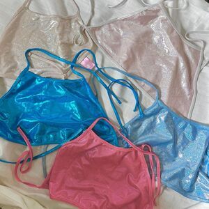American Apparel Cali Sun & Fun Holo Metallic Halter Tie Top Bundle